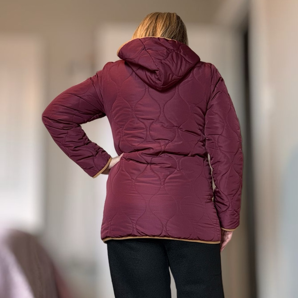 Susan Graver Maroon Quilted Puffer Jacket - Picture 3 of 16